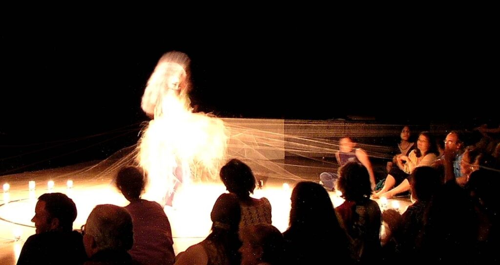 Spiderwoman weaving 2004