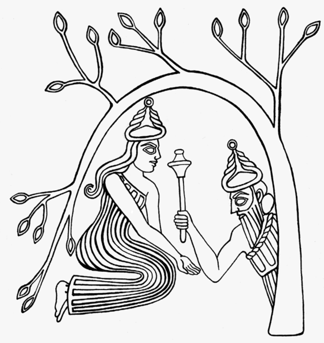 Inanna welcomes Dumuzi back from the Underworld